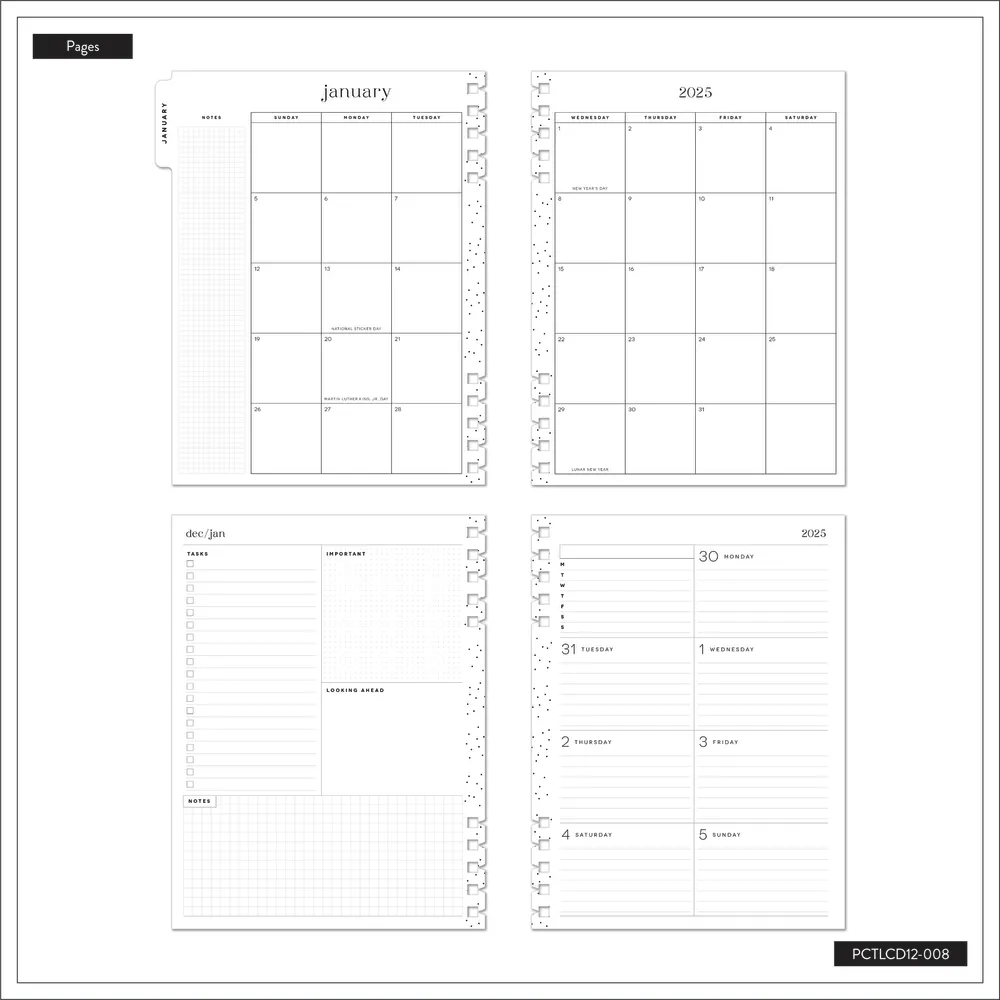 2025 Blooming Bouquet Customizable Spiral Planner - Classic Dashboard Layout - 12 Months