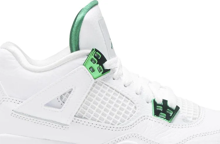 Air Jordan 4 Retro GS Green Metallic Sneakers, White