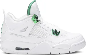 Air Jordan 4 Retro GS Green Metallic Sneakers, White