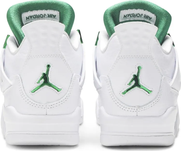 Air Jordan 4 Retro GS Green Metallic Sneakers, White