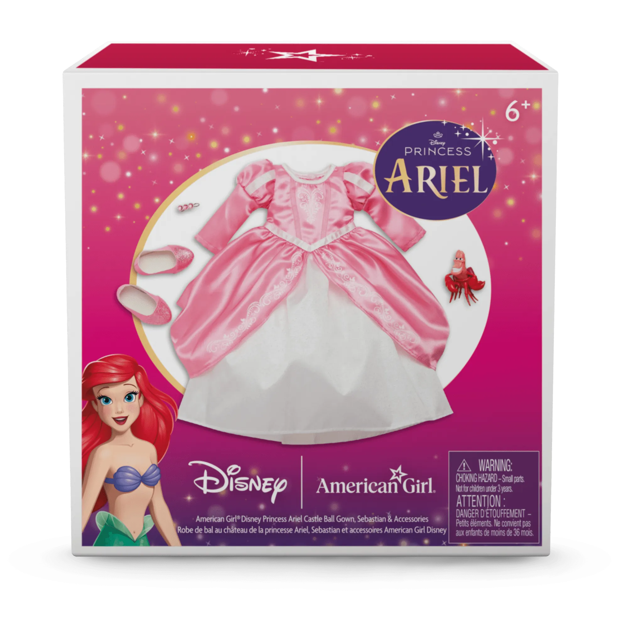 American Girl® Disney Princess Ariel Castle Ball Gown, Sebastian & Accessories for 18-inch Dolls