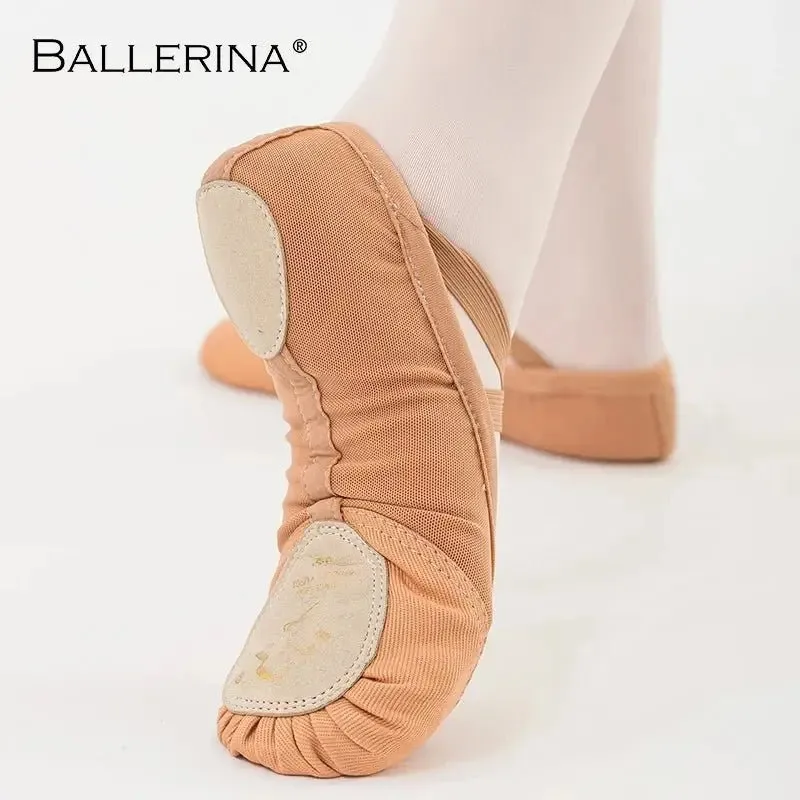 Ballerina Ballet exercise shoes ballet dance Soft Flats Women pink Stretch mesh Fabric  Women's Sports Shoes 1030