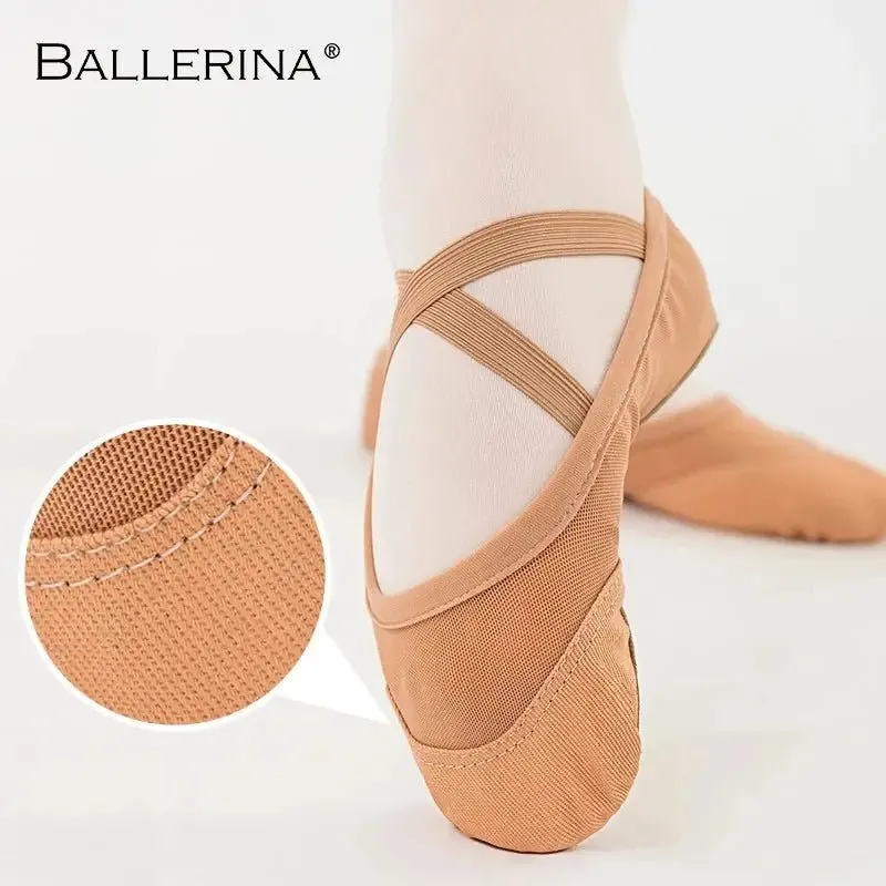 Ballerina Ballet exercise shoes ballet dance Soft Flats Women pink Stretch mesh Fabric  Women's Sports Shoes 1030