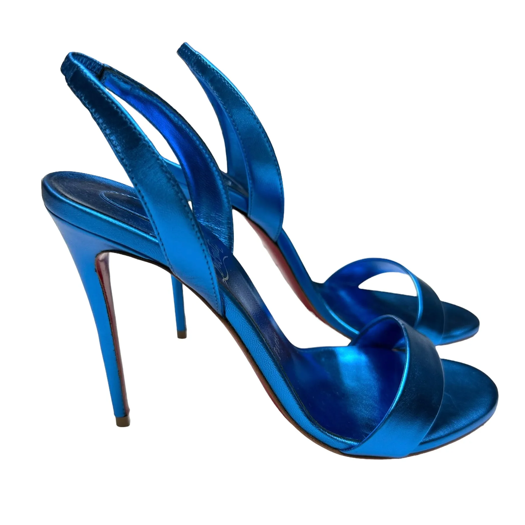 Blue Patent Leather Heels - 7