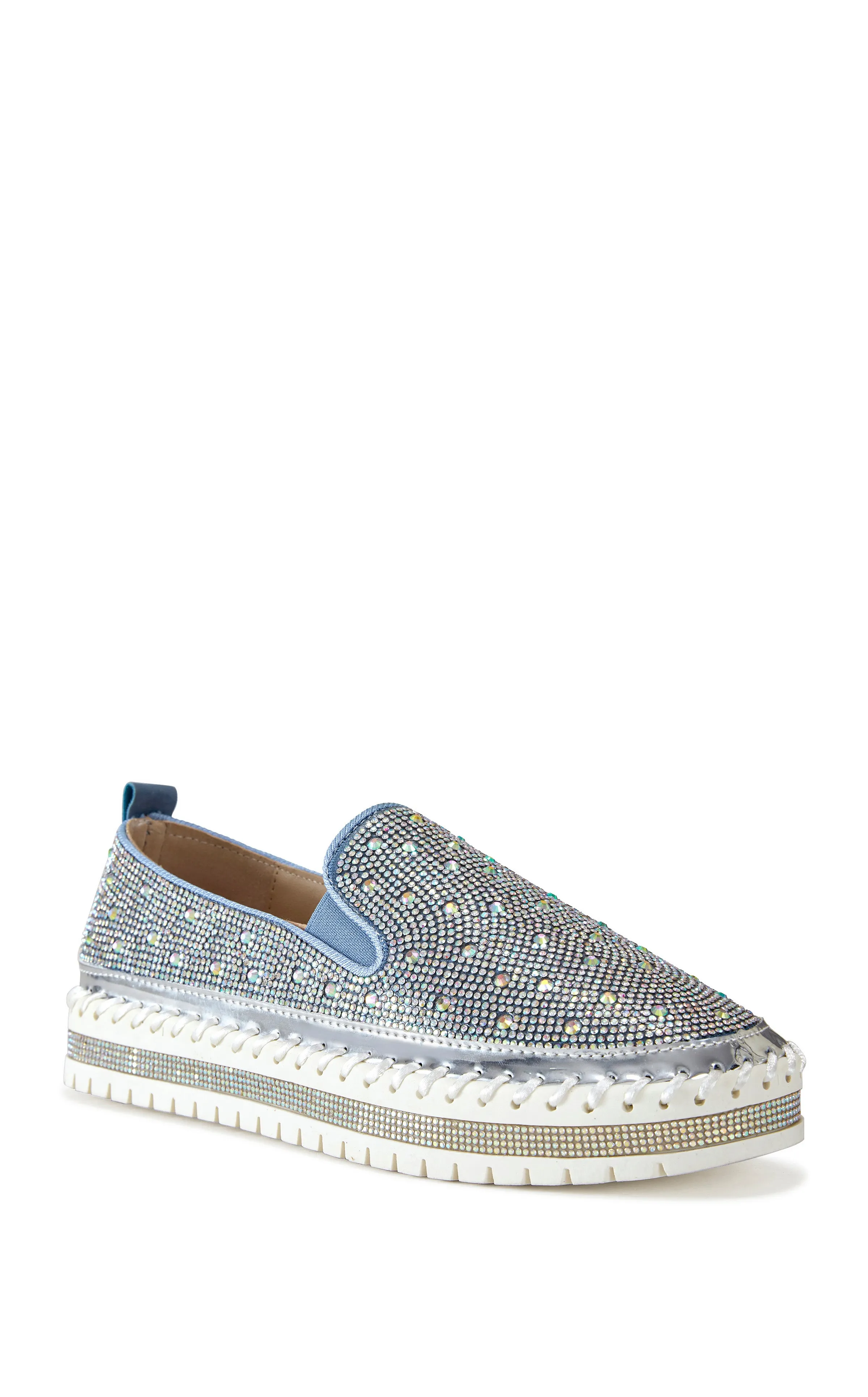 BRITTANY-DENIM RHINESTONE SLIP ON SNEAKER