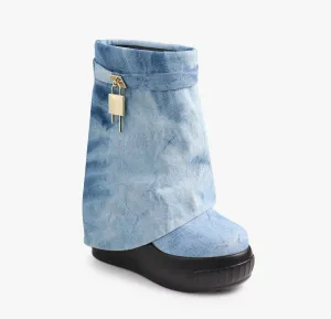 BROOK-1 DRAPEY BOOTIE SNEAKERS - DENIM