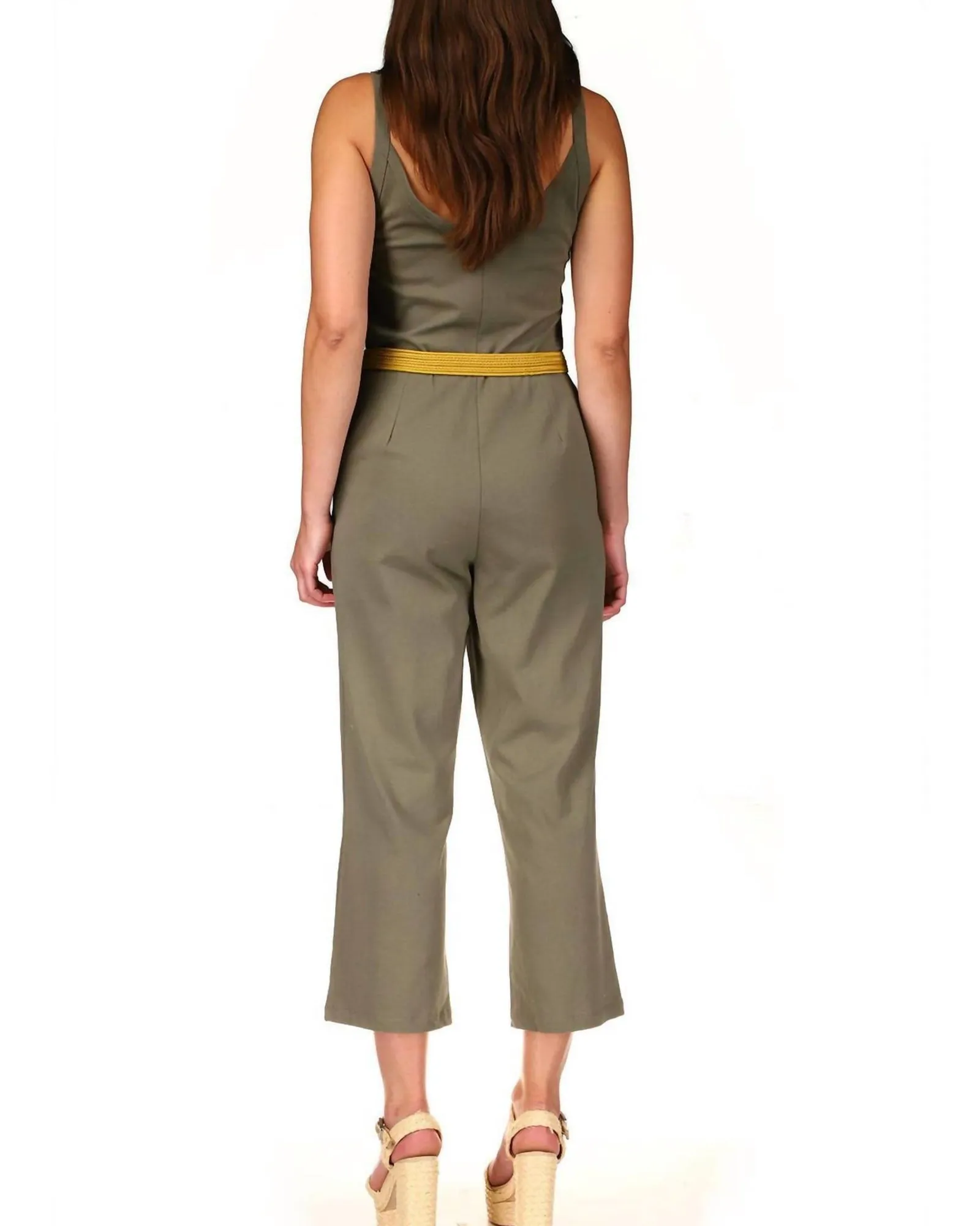 Button Front Knit Jumpsuit in Trail Green | Trail Green