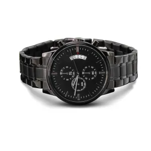 Buyer Customizable Engraved Black Chronograph Watch