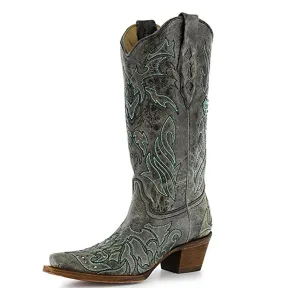 Corral Women's Back Cross And Crystals Fashion Snip Toe Boots - A2810