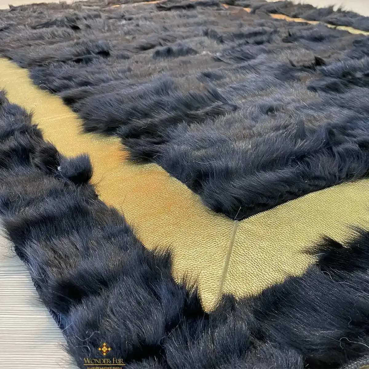 Customizable Black Gold Luxury Sheepskin Rug