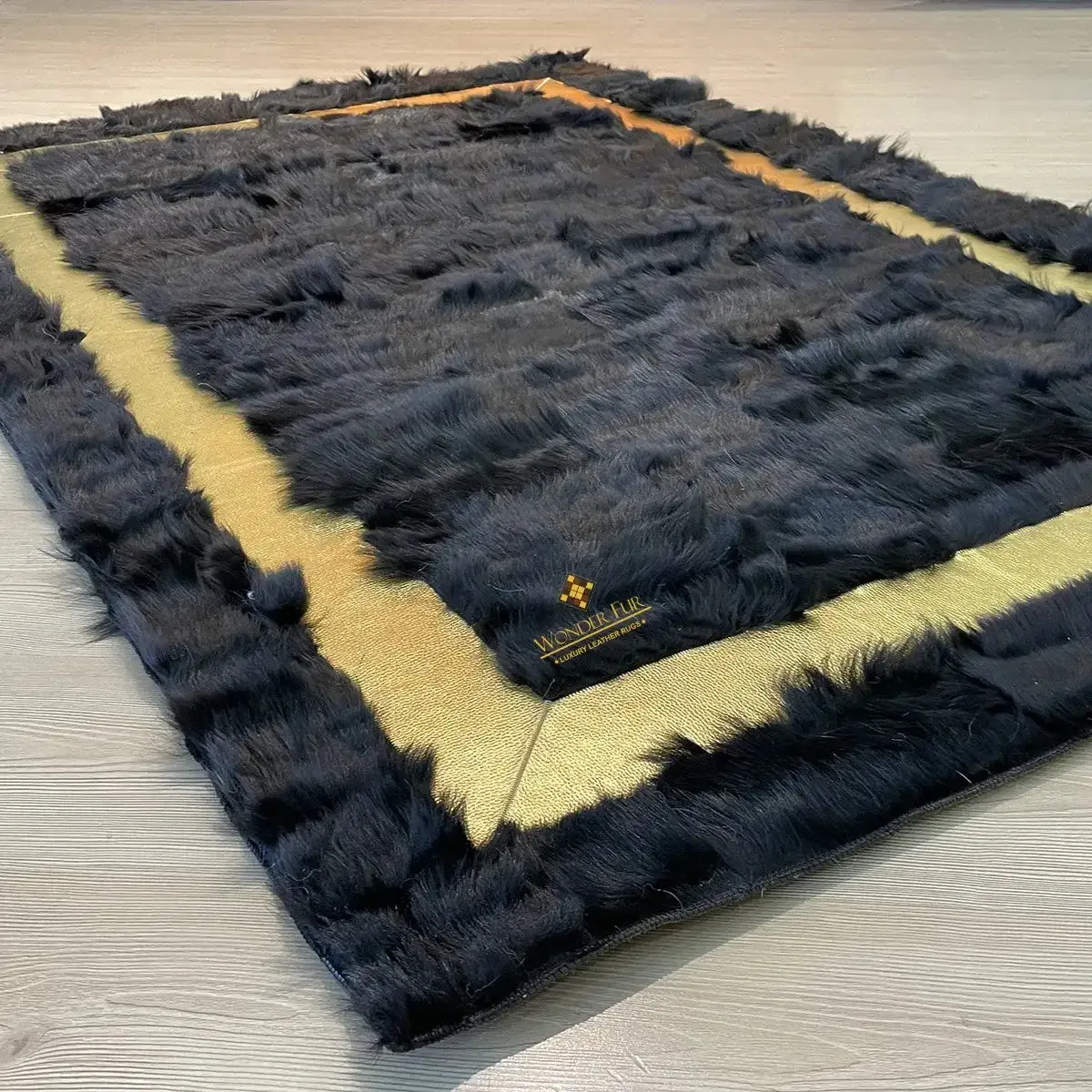 Customizable Black Gold Luxury Sheepskin Rug