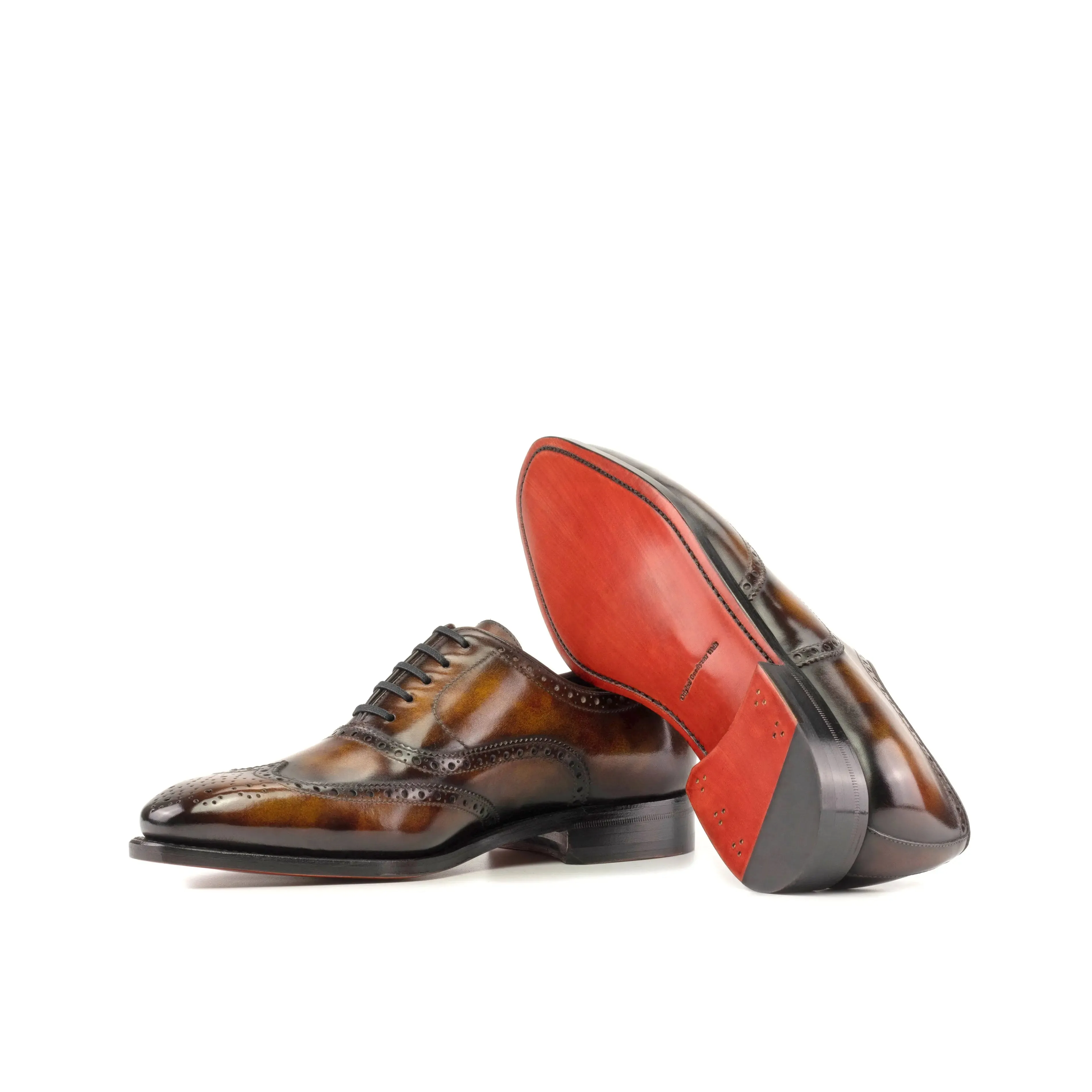 DapperFam Aeron in Fire Men's Hand-Painted Patina Full Brogue