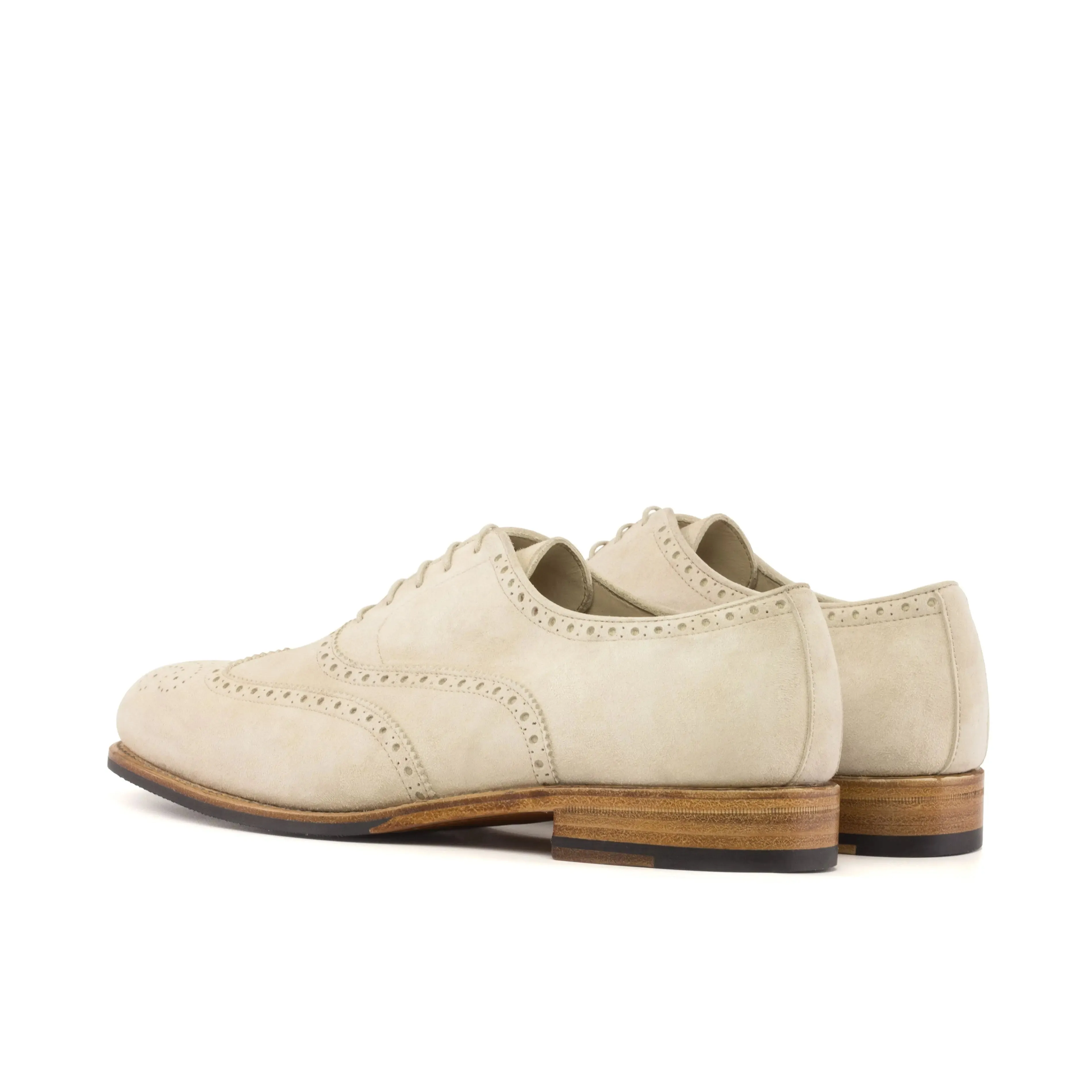 DapperFam Aeron in Ivory Men's Italian Suede Full Brogue