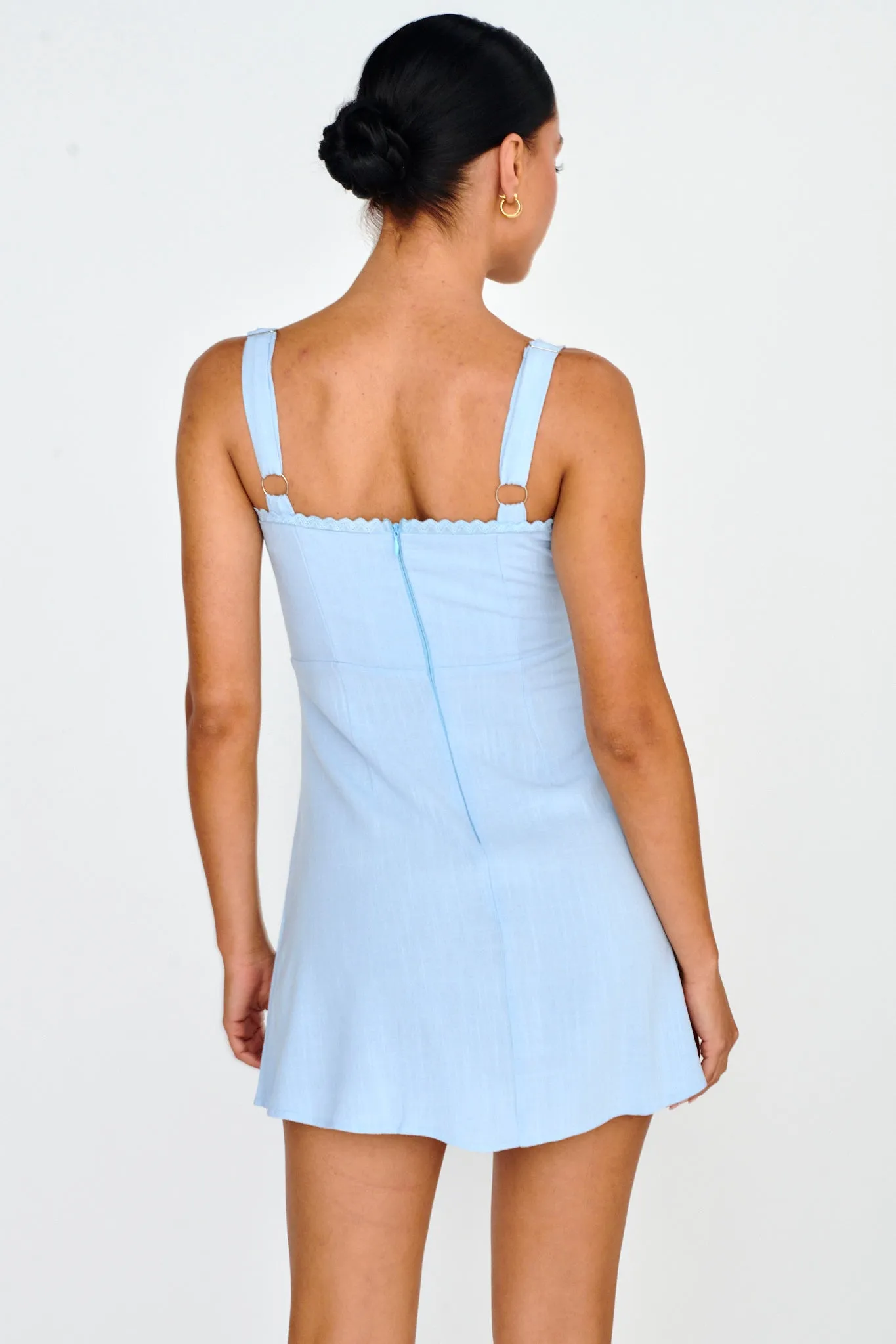 Day Dreamer Pintuck Pleat Mini Dress Blue