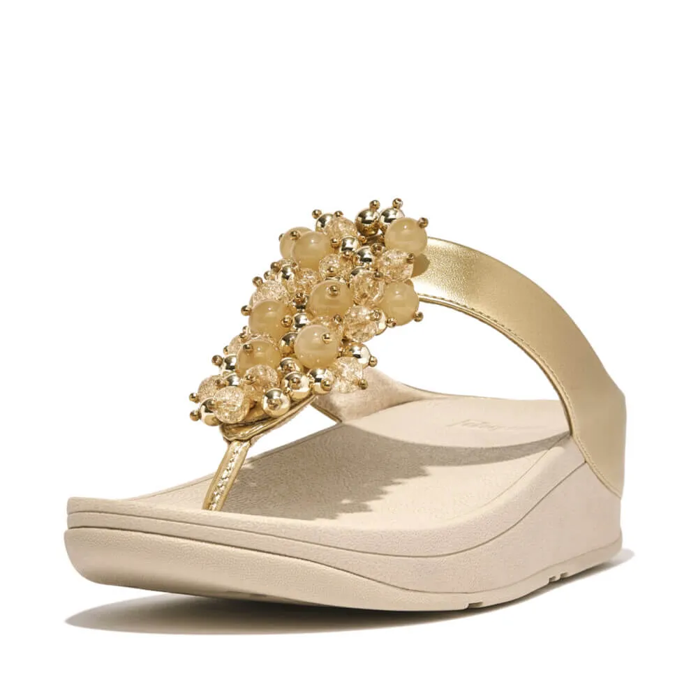 FitFlop Fino Bauble Bead Leather Sandals - Platino