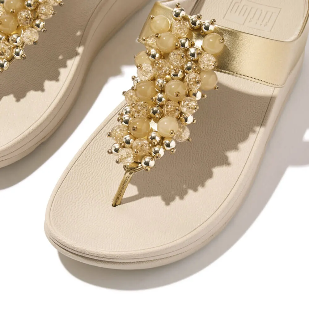 FitFlop Fino Bauble Bead Leather Sandals - Platino