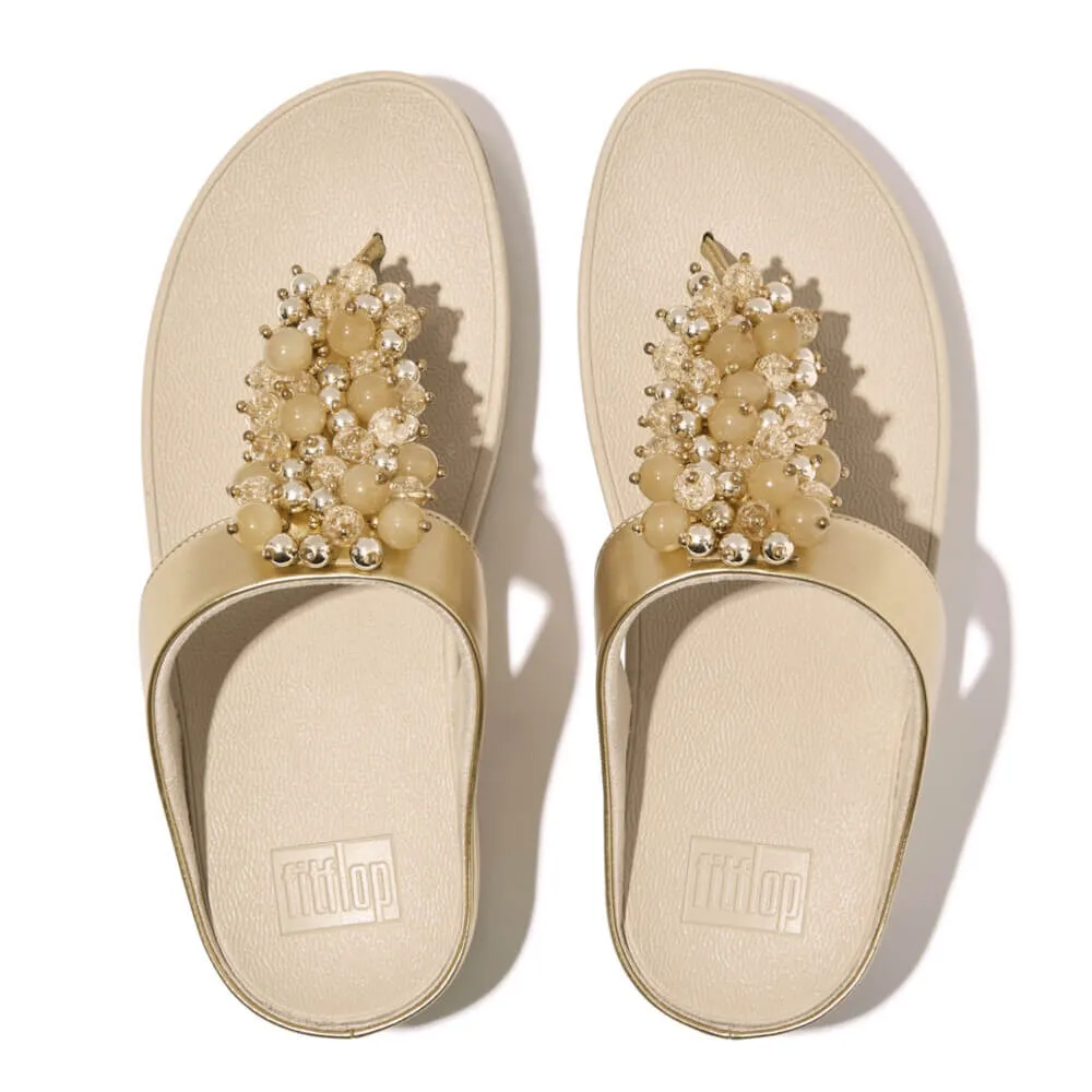 FitFlop Fino Bauble Bead Leather Sandals - Platino