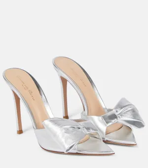 Gianvito Rossi metallic leather mules, silver