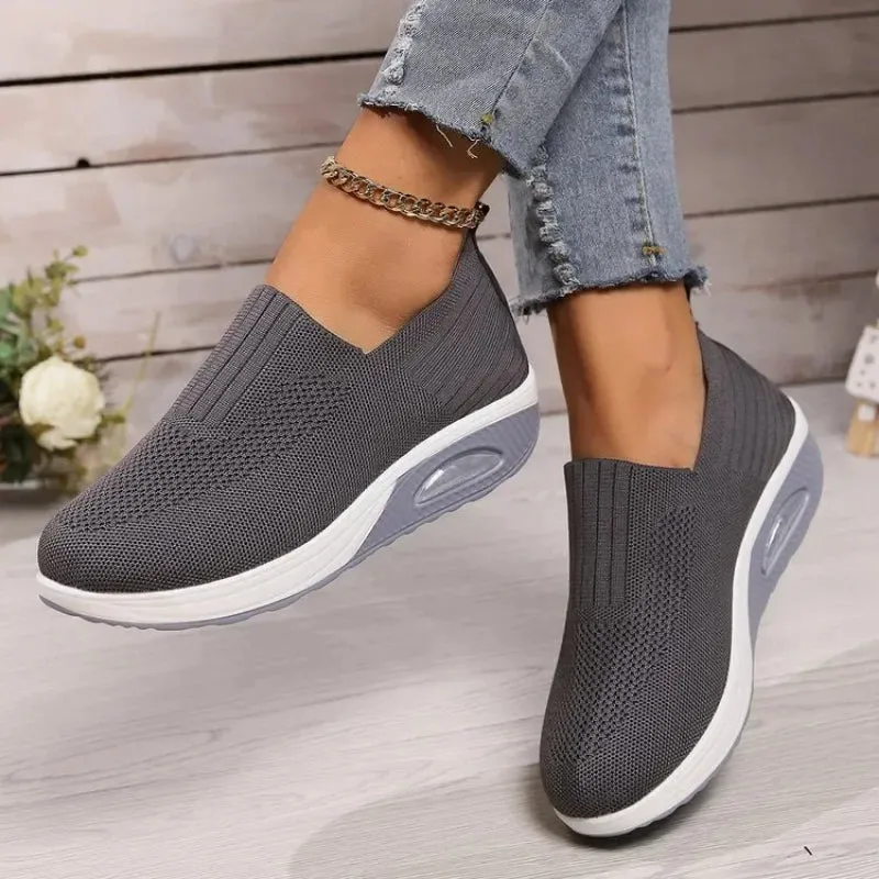 Hnzxzm Summer Women Fashion Vulcanized Sneakers Platform Solid Color Flat Ladies Shoes Casual Breathable Wedges Ladies Walking Sneakers