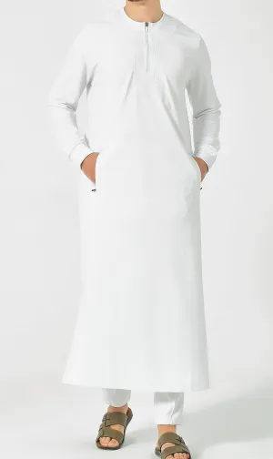 Islamic Men's Long Thobe Kamees Amwaj R24 QL in White