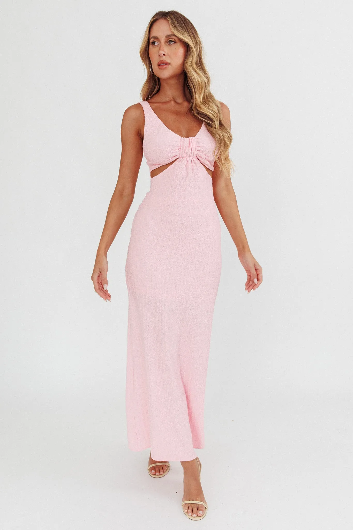 Kharissa Cut-Out Textured Maxi Dress Pink