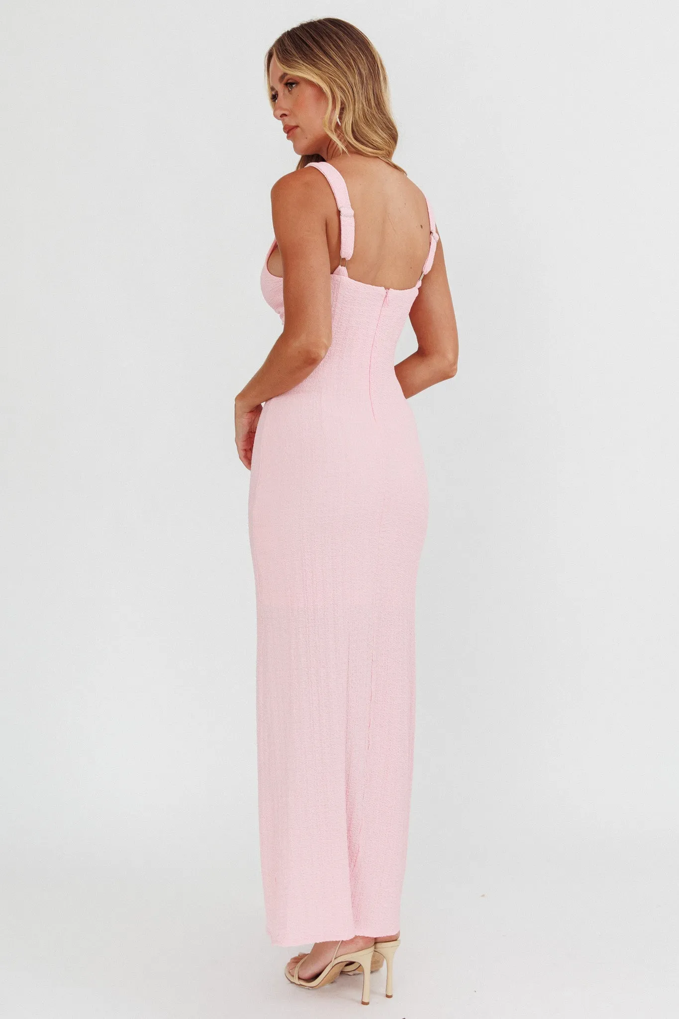 Kharissa Cut-Out Textured Maxi Dress Pink