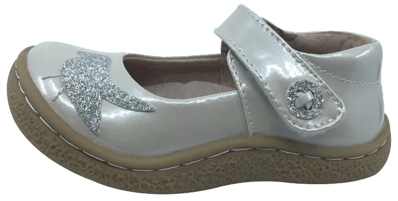 Livie & Luca Girl's Pio Pio Cloud Shimmer Patent Leather with Sparkly Dove Detail Mary Jane Flat Shoes