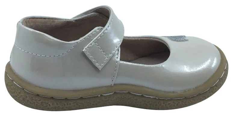 Livie & Luca Girl's Pio Pio Cloud Shimmer Patent Leather with Sparkly Dove Detail Mary Jane Flat Shoes