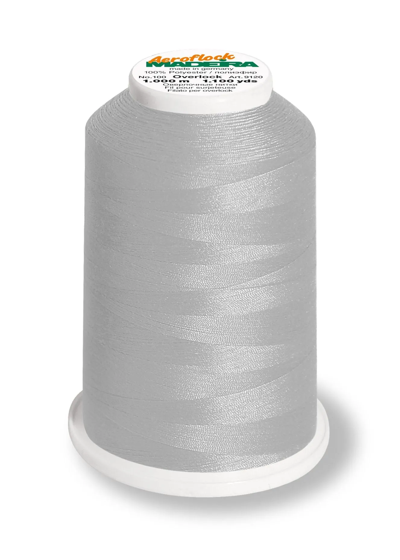 Madeira Aeroflock 100 | Thick Serger Thread | 1100 yards | 9120-8100 | Pearl Grey