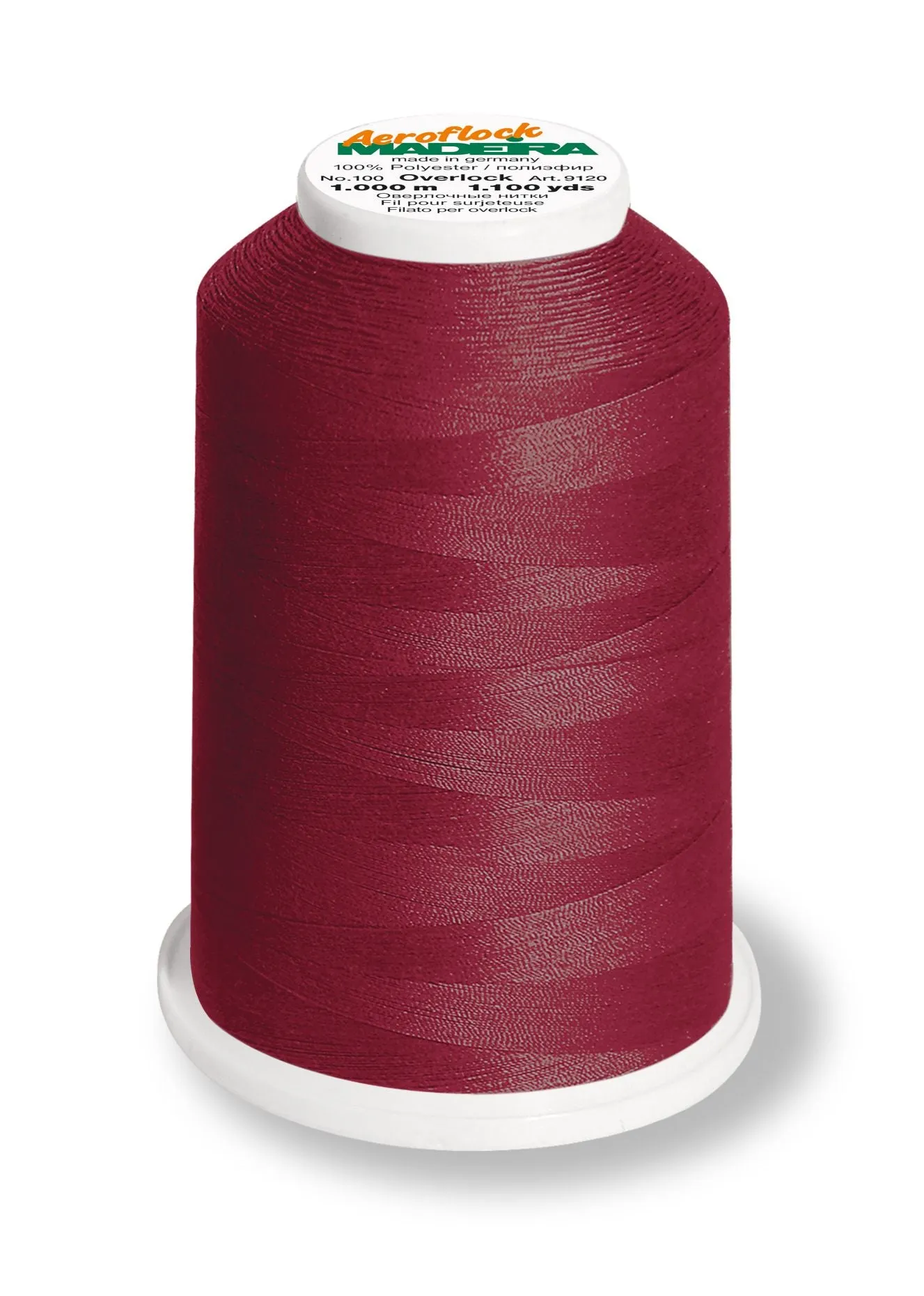 Madeira Aeroflock 100 | Thick Serger Thread | 1100 yards | 9120-8785 | Burgundy