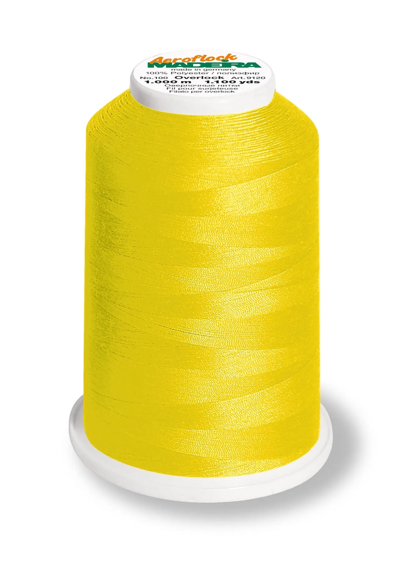 Madeira Aeroflock 100 | Thick Serger Thread | 1100 yards | 9120-9360 | Canary