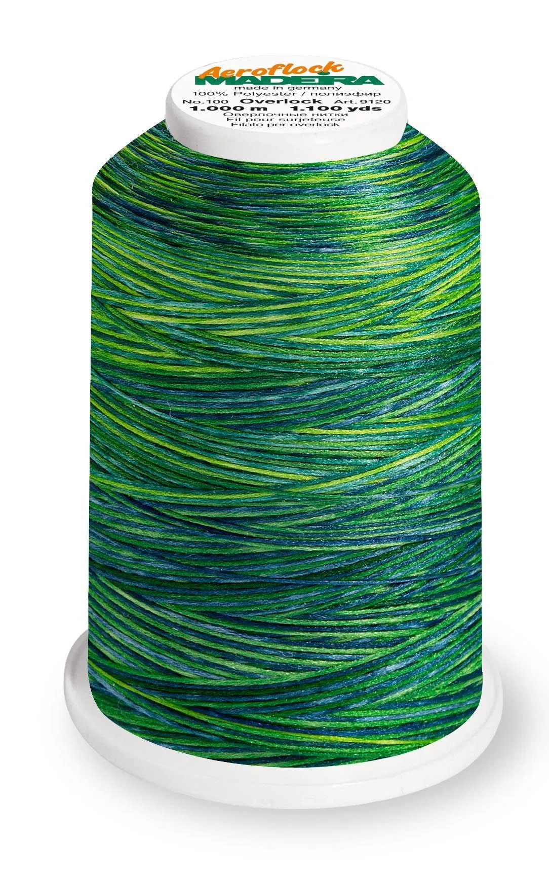 Madeira Aeroflock 100 | Thick Serger Thread | Multicolor | 1100 yards | 9121-9509 | Amazone