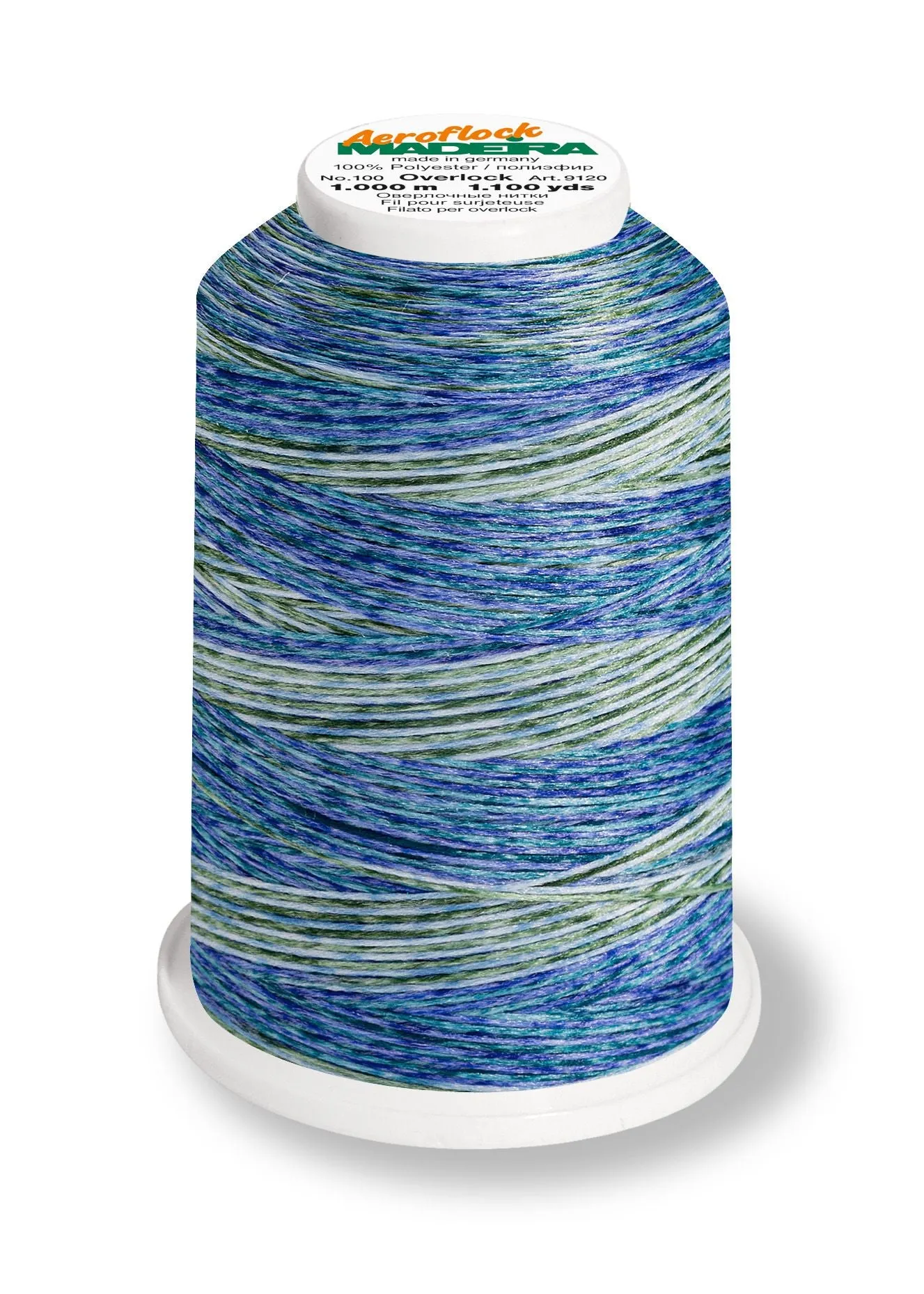 Madeira AeroFlock 100 | Thick Serger Thread | Multicolor | 1100 yards | 9121-9601 | Ocean