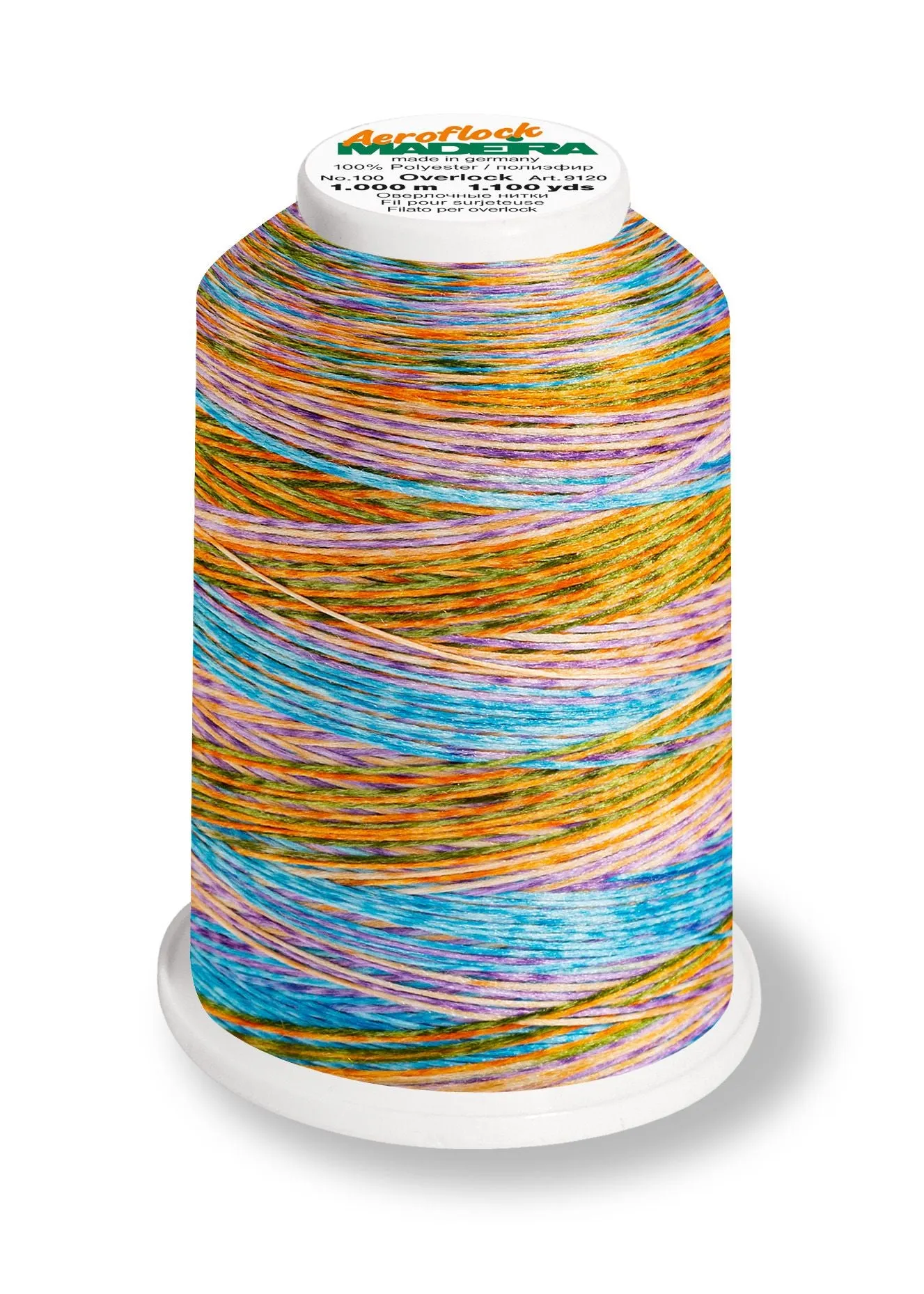 Madeira Aeroflock 100 | Thick Serger Thread | Multicolor | 1100 yards | 9121-9603 | Opal