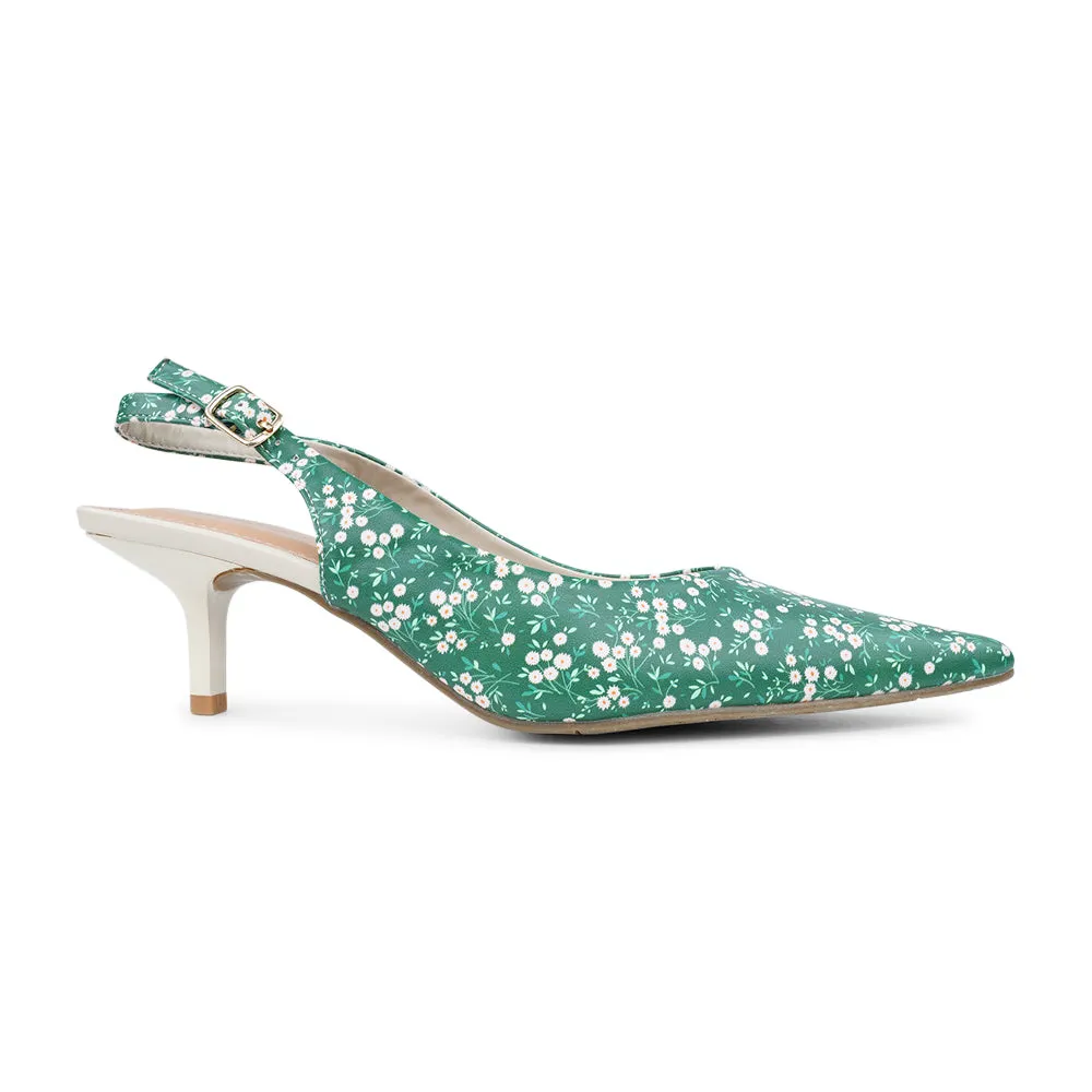 Marie Claire LAURETTE Floral Pointy Slingback Kitten Heel