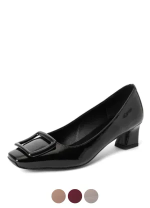 Meghan Women's Square Toe Heeled Black Shoes