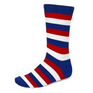 Men's Red, White and Blue Striped Socks