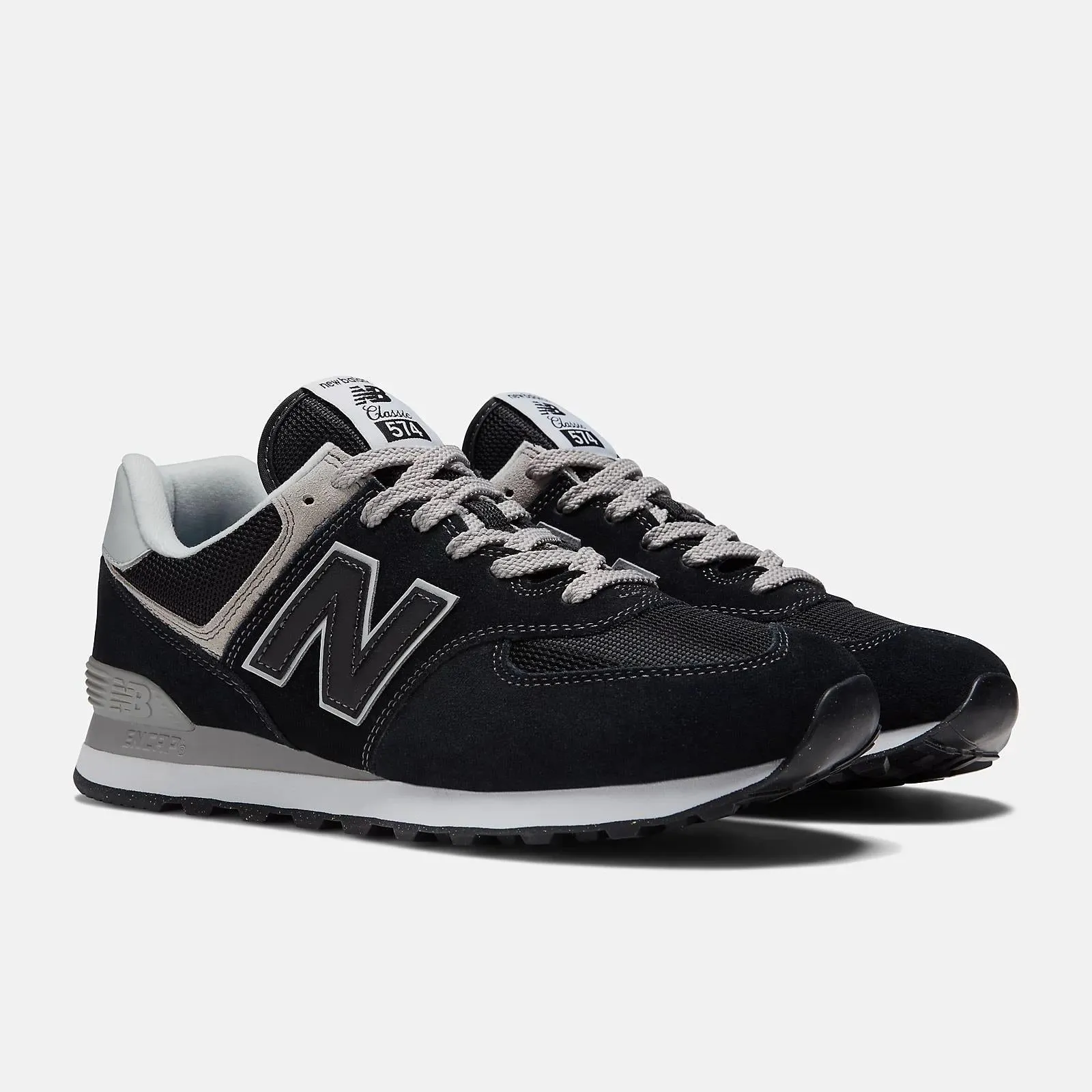 Men's Wide Fit New Balance  ML574EVB Running Sneakers - Exclusive - Black/White