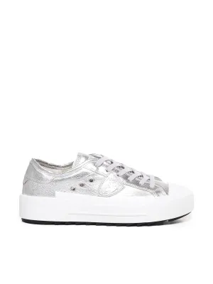 Metallic Silver Calfskin Sneakers