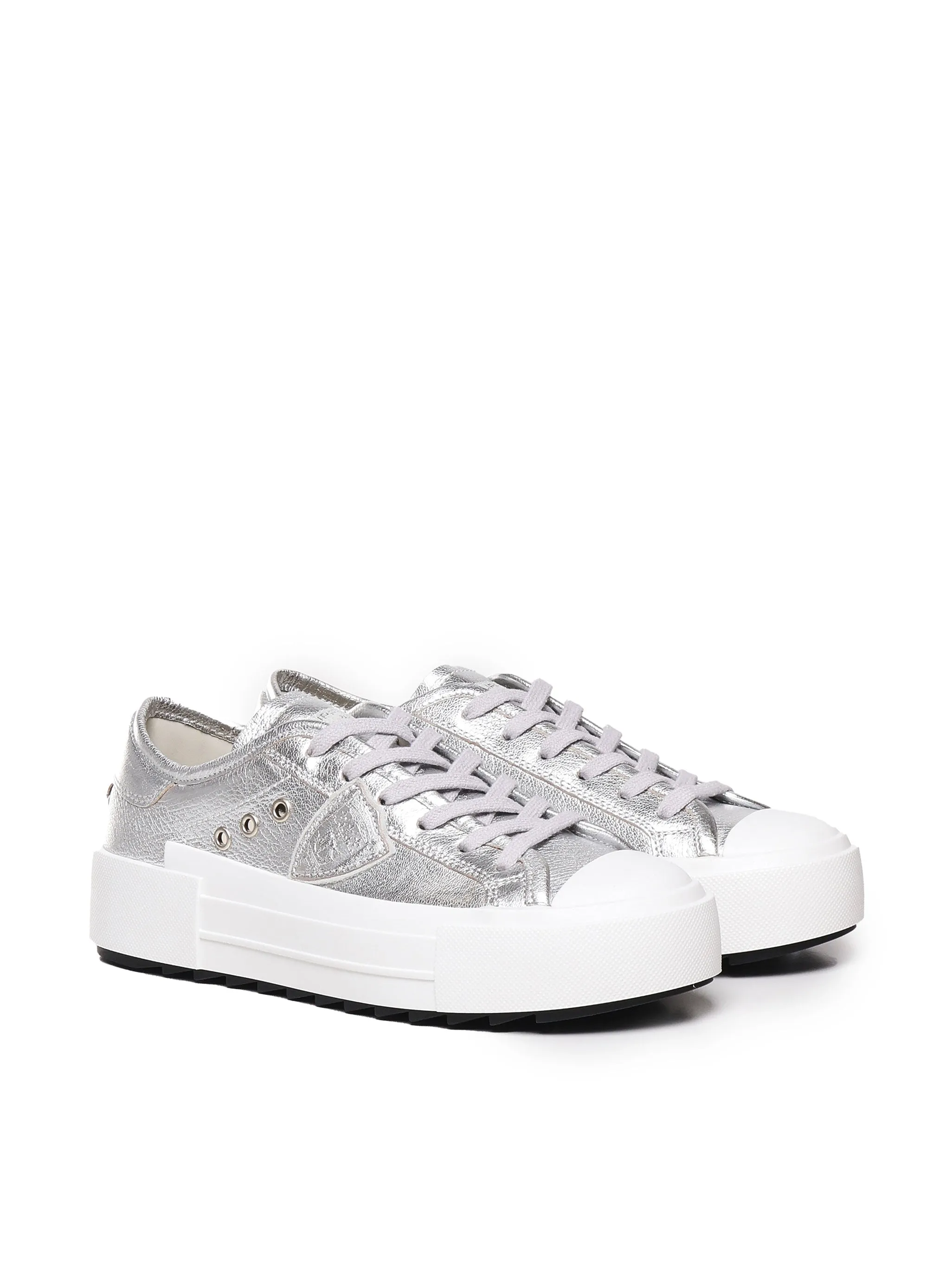 Metallic Silver Calfskin Sneakers