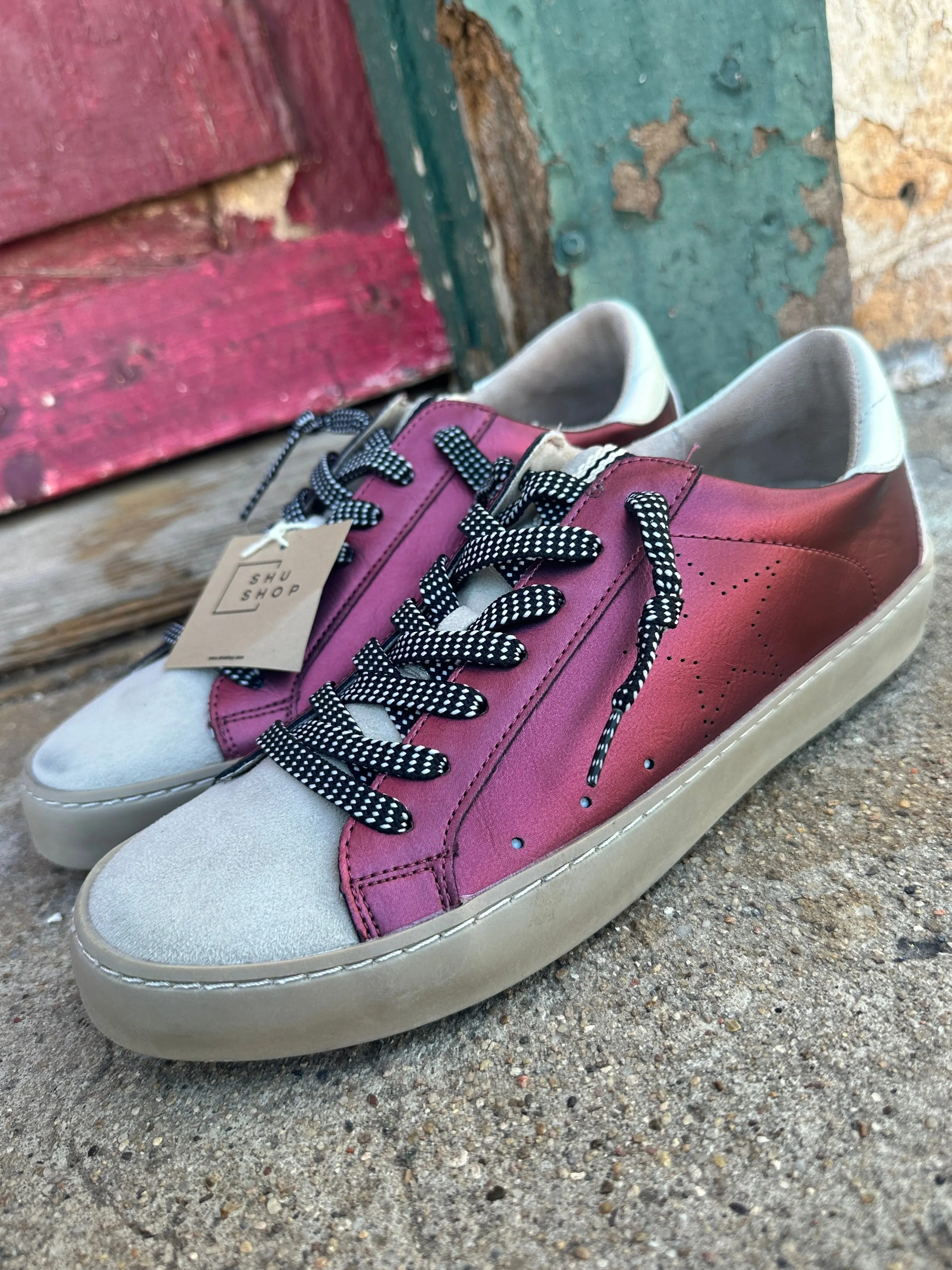 Mia Metallic Maroon Sneaker by ShuShop