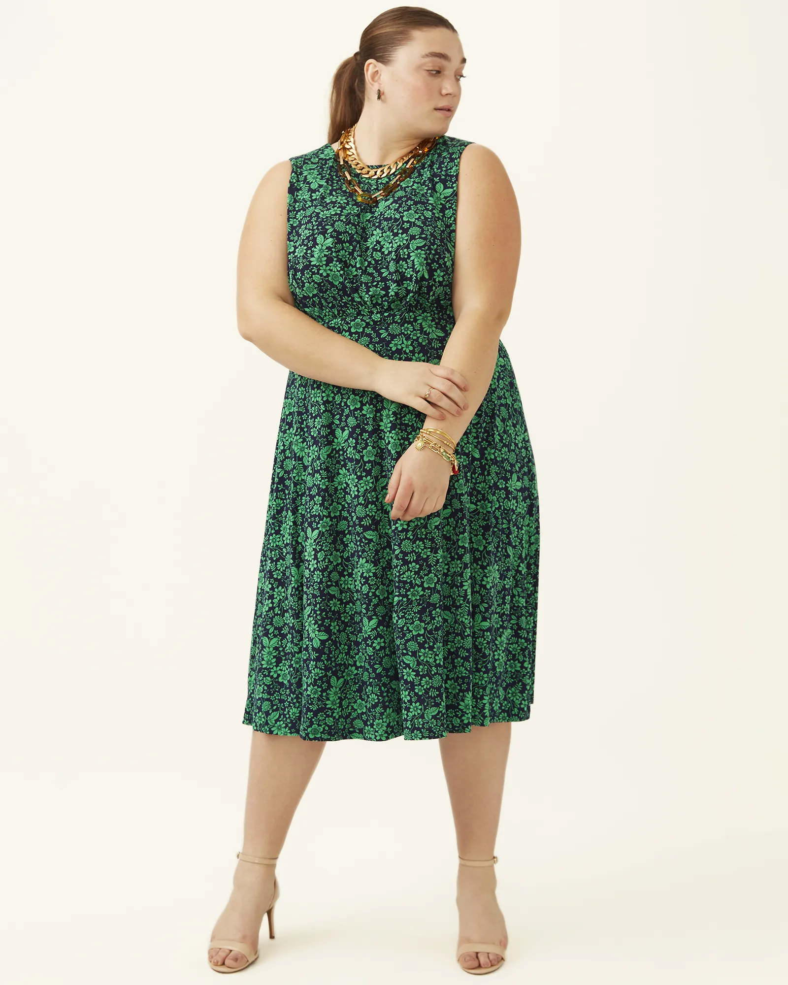 Sammie Garden Party Midi Dress | Navy / Kelly Green