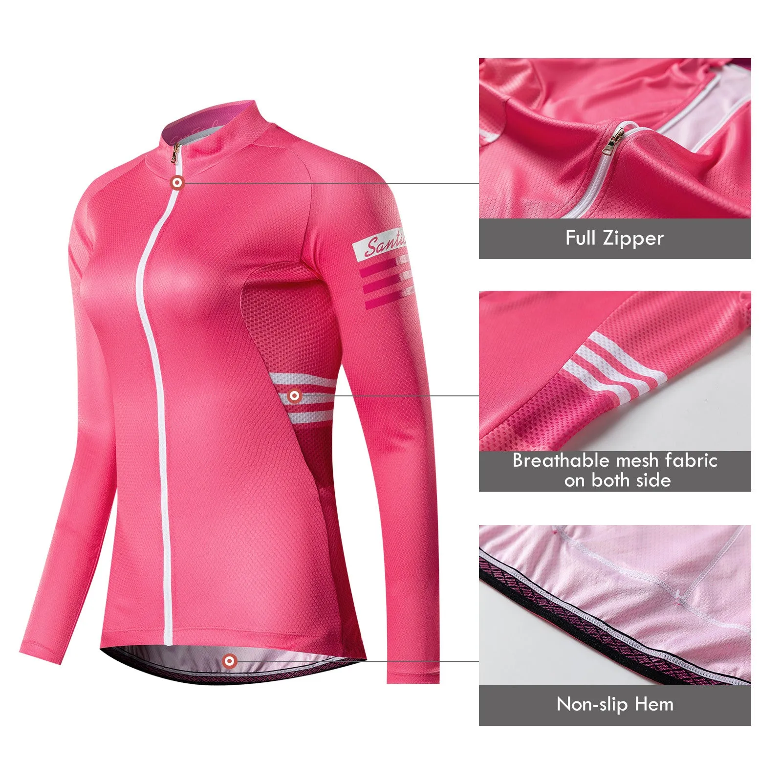 Santic Olivia Pink Women Jersey Long Sleeve