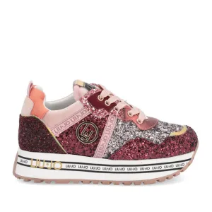 Scarpe Donna LIU JO Sneakers Platform Maxi Wonder 253 con Glitter All Over Bordeaux