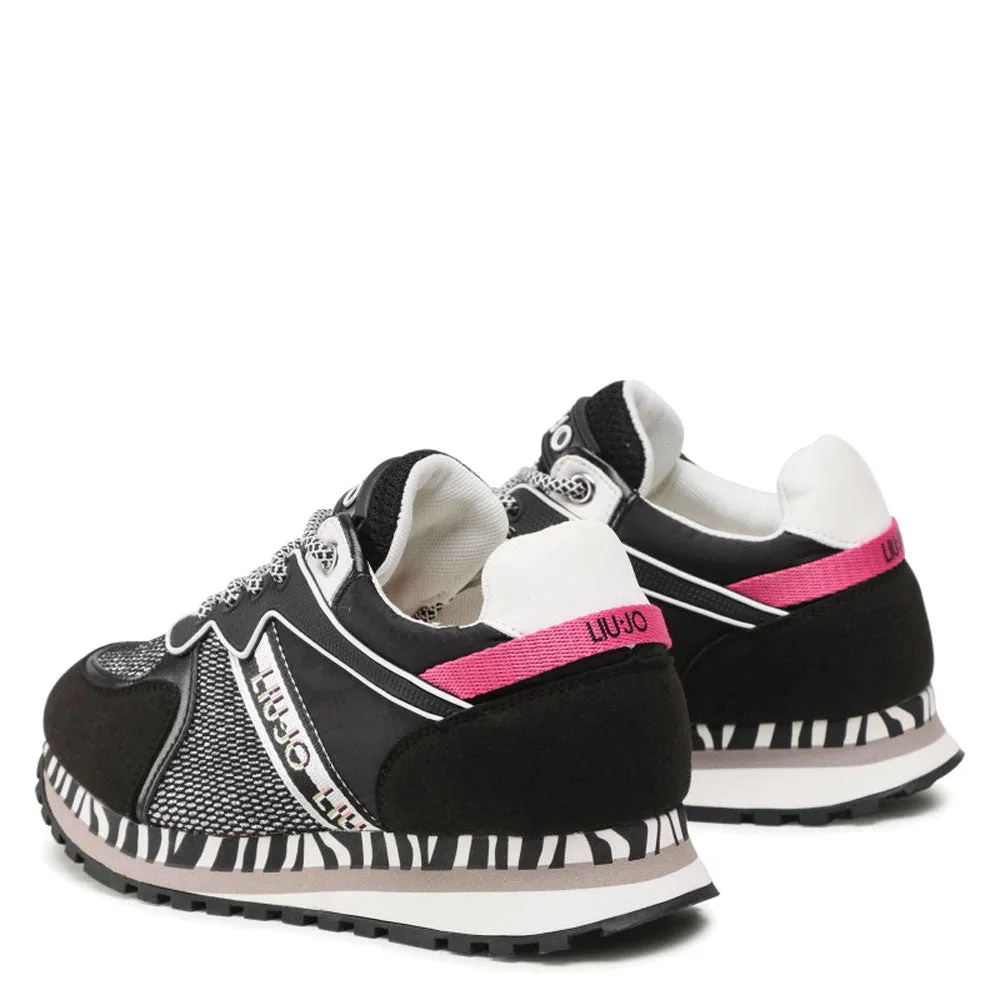 Scarpe Junior LIU JO linea Wonder 7 Sneakers in Mesh e Tessuto Effetto Laminato Nero