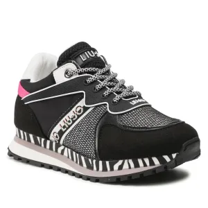 Scarpe Junior LIU JO linea Wonder 7 Sneakers in Mesh e Tessuto Effetto Laminato Nero