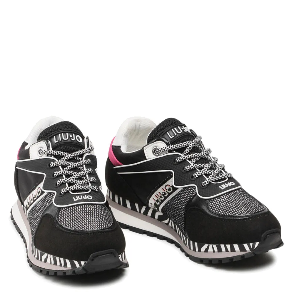 Scarpe Junior LIU JO linea Wonder 7 Sneakers in Mesh e Tessuto Effetto Laminato Nero