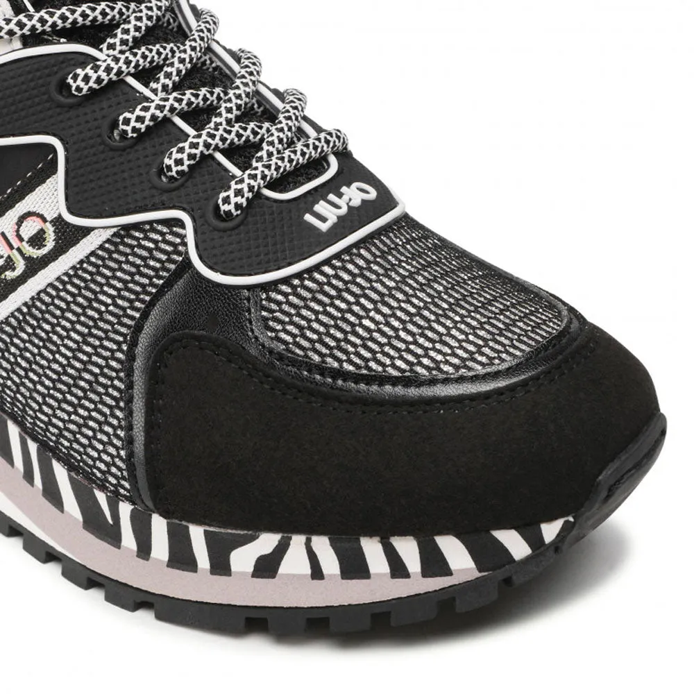 Scarpe Junior LIU JO linea Wonder 7 Sneakers in Mesh e Tessuto Effetto Laminato Nero