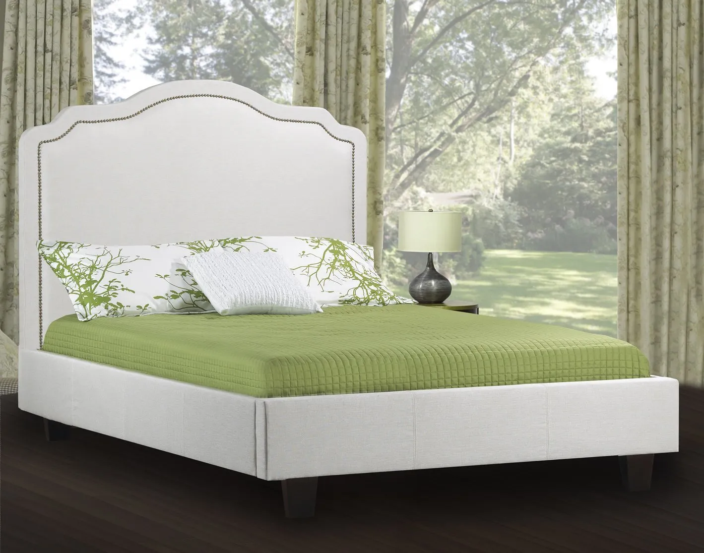 Smart and Simple bed with Hand-applied Nailhead trim