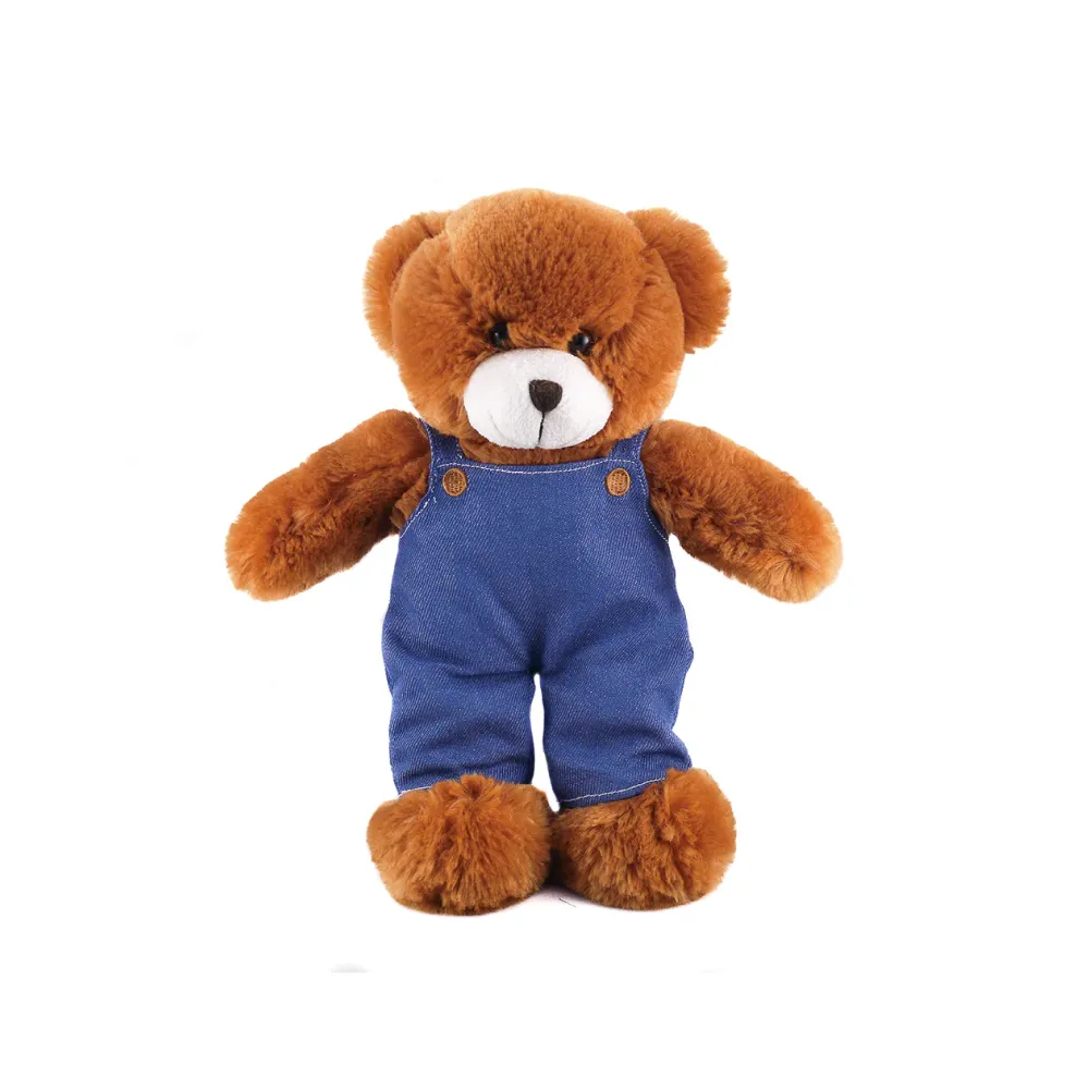 Stuffed Animal with Blue Jean Overalls Personalized12 Inches